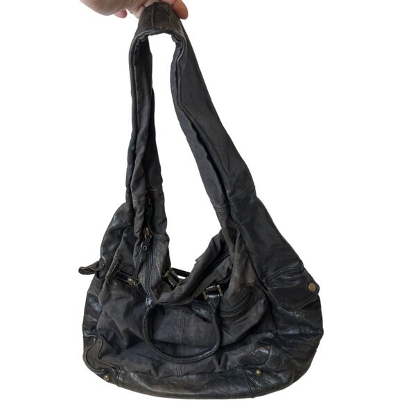 Rare Tough Jeansmith Military Surplus Brown Leather  Large Shoulder Bag - Picture 3 of 9